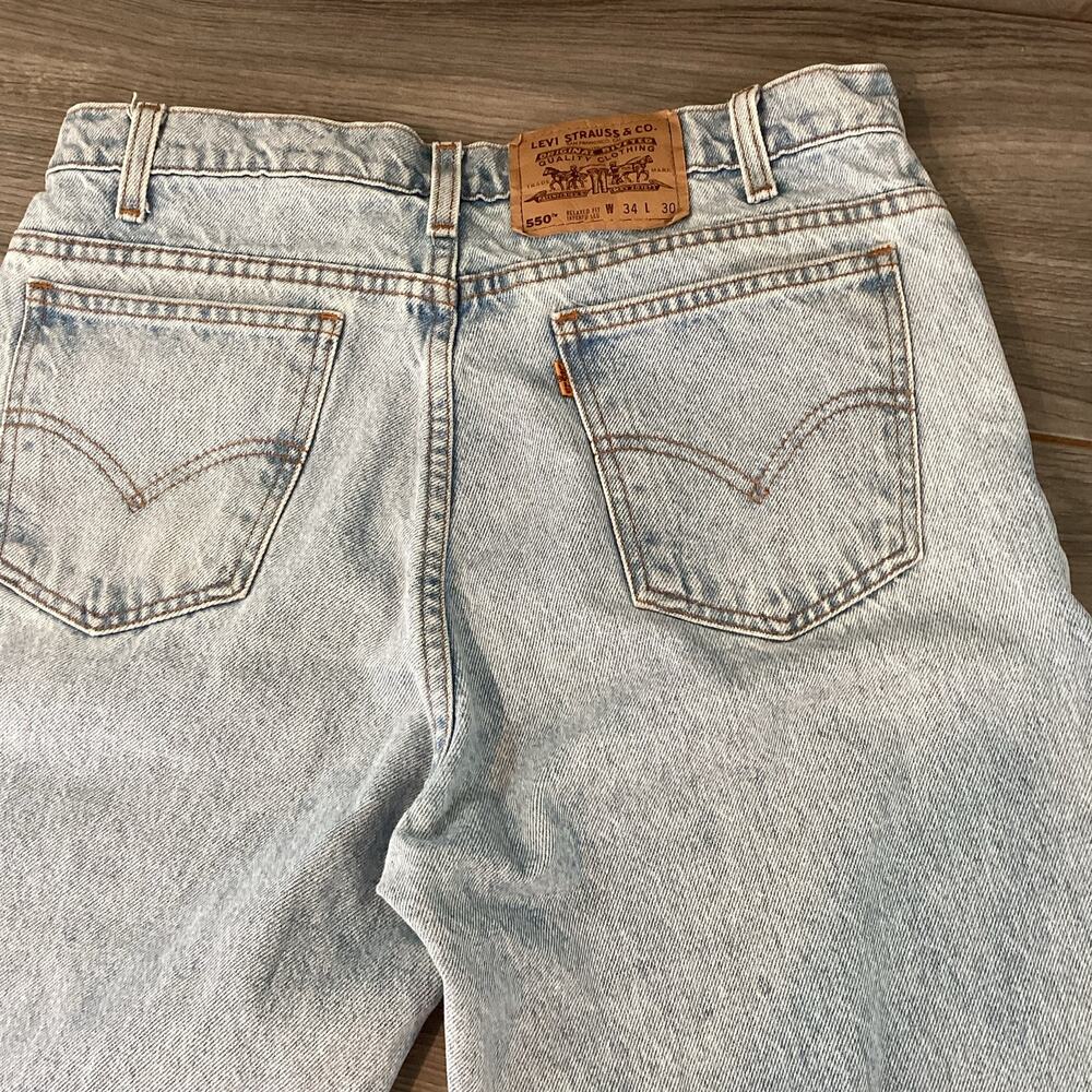 Vtg 1995 Levis 550 Jeans Size 34 Relaxed Fit Orange Tab Workwear Actual 32x30 - Picture 15 of 16